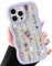 ZTOFERA Wavy Case for iPhone 14 Pro (6.1), Cute Clear Protective Case with Climbing Flowers Pattern, Hard PC Colored Wave Frame Soft Silicone Bumper Shockproof Cover for Girls Women, Purple