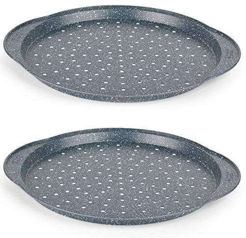 Kitchen Utensil 37 cm Non-Stick Nightfall Stone Pizza Pan (Set of 2)