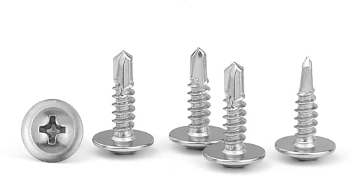 GGXZHT 110 Stück Selbstschneidende schrauben Bohrschrauben Edelstahl 410 (M4.2x16mm) - Blechschrauben für Metall, Holz, Beton - Phillips Senkkopf (Silber)