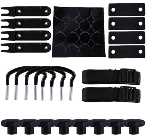 AOMIKITSTU Dachbox U-Bolzen Klammern, U-Bügel Installationszubehör, U-Schrauben Schellen Montageset inklusive 4 Befestigungen, 2 Verbandsstreifen, 1 Lochpflaster