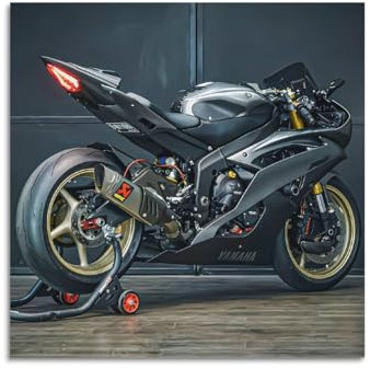 UNSGA R6 Superbike-Poster, Motiv: Rennmotorrad, dekoratives Gemälde, Leinwand, Wandposter und Kunstdruck, modernes Familienschlafzimmer, Dekoration, Poster, 60 x 60 cm, Schwarz