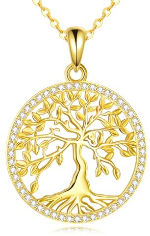 ONEFINITY Gold Baum des Lebens Halskette für Damen Vergoldet Sterling Silber Baum des Lebens Anhänger Schmuck Geschenk für Damen Mama Frau