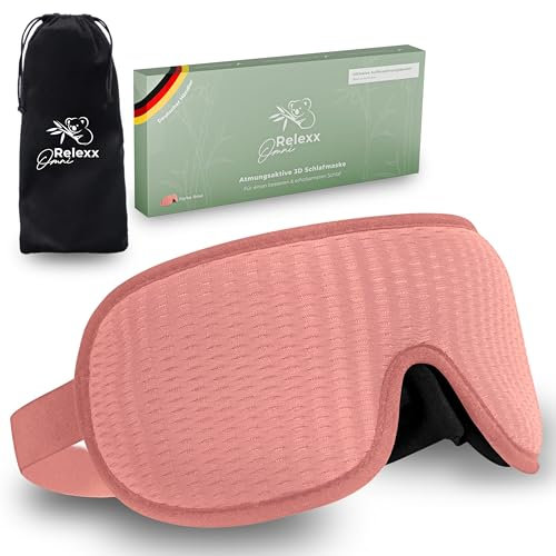 OMNIRELEXX Schlafmaske Frauen – Atmungsaktive Schlafbrille – Bequeme und weiche Augenmaske - 100% Lichtblockierend - Reisebeutel - Schlafmaske 3D Vertiefung für die Augen - Memory Schaum (Rosa)
