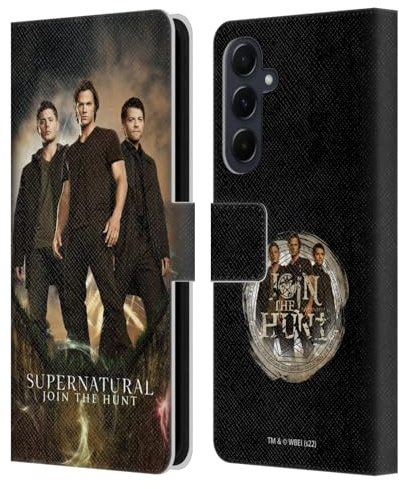 Head Case Designs Offizielle Supernatural Sam, Dean & Castiel 2 Schluessel Kunst Leder Brieftaschen Handyhülle Hülle Huelle kompatibel mit Samsung Galaxy A55 5G