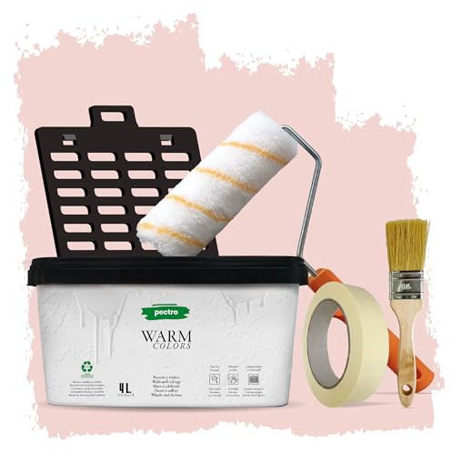 PECTRO Pintura Una Capa 4L (6,3kg) - incluye Rodillo, Rejilla, Brocha y Cinta - Pintura Interior Paredes y Techos Mate, colores cálidos, lavable de gran durabilidad y cubrición