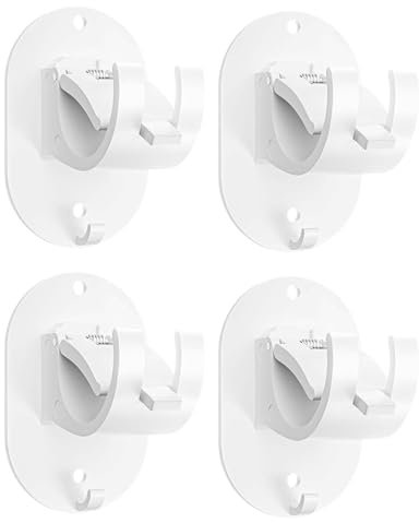 MisFun 4 Pcs Support Tringle Rideaux Sans Percage, Accroche Rideau Sans Percage, Support Rideau Crochet Rideau, Support Rideau Sans Percage Crochets, Supports de Tringle à Rideaux Autocollants (Blanc)
