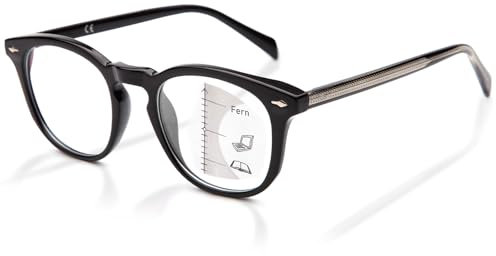 Epavouos Gleitsichtbrille Progressive Multifokale Lesebrille klare Sicht bei Nah- und Mittel- Komfortabel und langlebig (Schwarz Nah- Zum Fernbereich, 3, x)