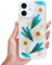 rongki Floral Case for iPhone 12 Clear Case with Real Dried Flower Patterns, Glitter Cute Flowers Design for Women Girls Slim Soft Edge Shockproof Phone Cover for iPhone 12 6.1 (Peacock Blue)