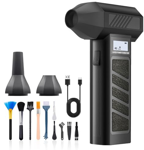 Dépoussiéreur à air comprimé, souffleur électrique à 4 vitesses, ultra 130 000 tr/min, ventilateur turbo sans fil rechargeable pour nettoyer les claviers d'ordinateur, aspirateur électrique