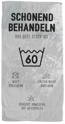 Tassenbrennerei Geschenke zum 60. Geburtstag - Handtuch & Strandtuch - Schonend behandeln Das Gute Stück ist 60 - Lustige Geburtstagsgeschenk für Männer & Frauen witzig (60, 140x70cm)