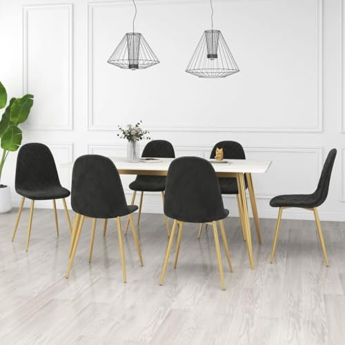 Fasba 6X Esszimmerstuhl Esszimmerstühle Küchenstuhl Polsterstuhl Essstuhl Stuhl Stühle Stuhlgruppe Wohnzimmerstuhl Stuhlset Schwarz Samt