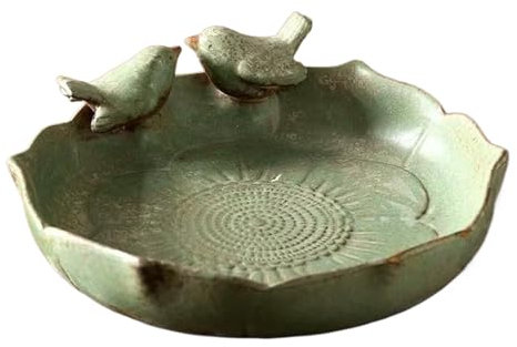 Keramik-Vogelbad – Vogelbad Mit Steinstruktur, Keramik-Vogelbadschale | Vogelfutterspender Für Den Garten, Aquarium, Gartendeko, Tränke Für Terrasse, Balkon Und Rasen