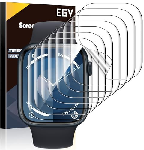 EGV 6 Stück Apple Watch Serie SE2/SE/6/5/4 44mm Schutzfolie, Premium Flexible TPU Displayfolie, blasenfrei, staubdicht, hohe Definition volle Abdeckung Displayschutz für iWatch Serie 44mm
