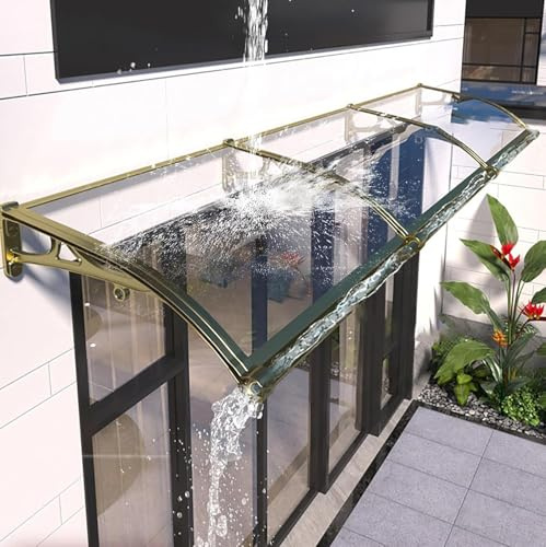 Outdoor Front Door Canopy Metal Awning Canopy With Aluminum Bracket,Rain Snow Protection,Polycarbonate Cover Front for Window, Porch Shade, Patio, Roof, W150xL120cm