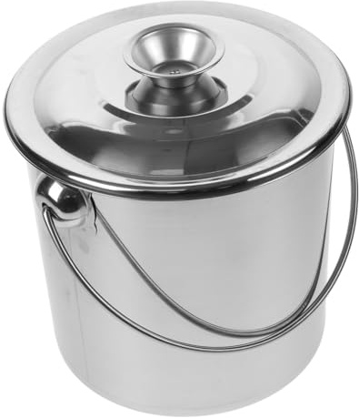 JOINPAYA Seau à Lait En Acier Inoxydable Avec Couvercle Et Poignée Récipient De Stockage Multifonction 6l Pour Camping La Cuisine Et Transport De