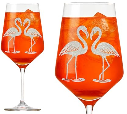 Valhalla Weinglas Flamingo Gravur 350ml spülmaschinenfest für Feste Reisen | Verwendungszweck, Fassungsvermögen 350 ml, spülmaschinenfest, handliches Design, für Feste und Reisen