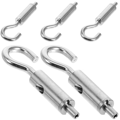 LOPUNER 5pcs Wire Rope Turnbuckle Cable Tensioner Heavy Duty Steel Rope Tightener with Expansion Screw Hooks for Suspension Systems Industrial Lifting and Hanging Applications