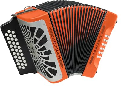 Hohner Compadre FBbEb Musica Tipica Series Accordion (Orange) - 12 Basses, 62 Notes, Standard Straps with Gig Bag