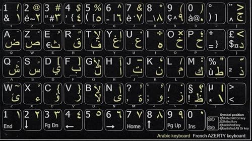 French Arabic Laminated Keyboard Stickers with blue arabic Lettering for PC Desktop Laptop Netbook Notebook