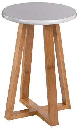 Premier Housewares Viborg Round Stool, Bamboo - Grey, 30x30x43 cm