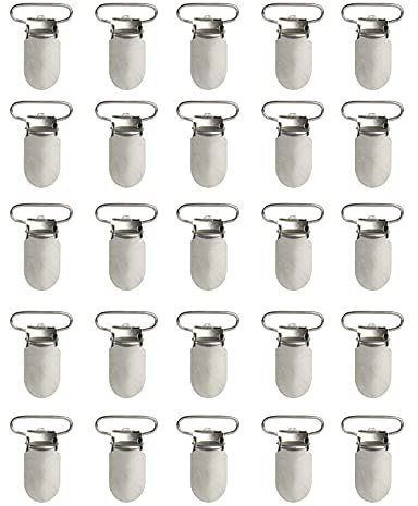 Andux 25 PCs Pacifier Straps Clips für die Herstellung der Pacifier Holders Lätzchen Clips Spielzeug Halter Silber- YJK-03 (2.5 cm, Langer Kopf) Mehrweg