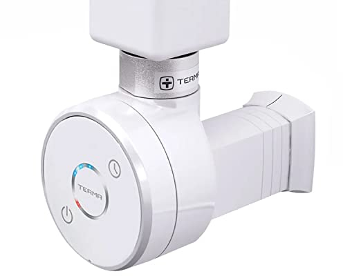 Thermostat Heizstab, Heizpatrone, Heizelement für Badheizkörper Dry 600 Watt. Weiß, Gerades Kabel ohne Stecker mit Kabelblende