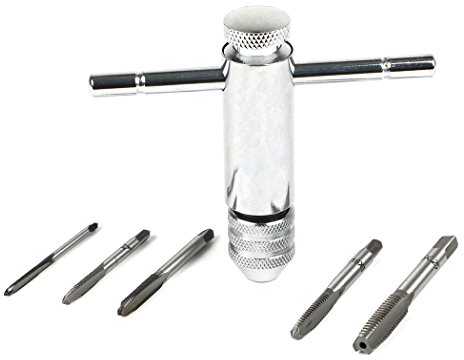 6pcs HSS Porte Taraud Réversible à Cliquet M3-M8 avec Poignée en T Réglable Tourne à Gauche à Cliquet pour Robinet de Découpe