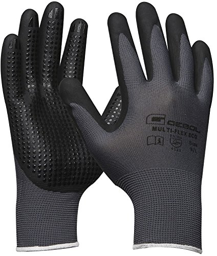 Gebol Guantes de trabajo MULTI FLEX ECO | Tamaño 8 (M) | poliéster, revestimiento de nitrilo con puntos | 1 par