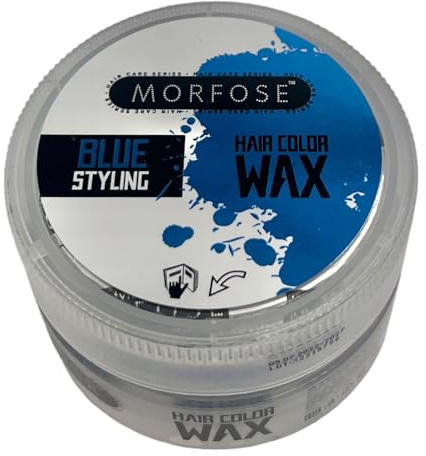 Morfose Hair Colour Wax Styling,Temporary Hair Dye Wash In Wash Out, Coloured Hair Wax Kids Instant Styling, Hair Colour Pomade Washable for Men, Women, Party, Cosplay (Blue, 100 ml)
