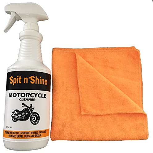 Spit n Shine Motorcycle Cleaner with Microfiber Towel Cleans Chrome, Wheels and Glass and Removes Grime, Bugs and Grease