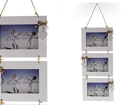 Gicos Cornice Porta Foto in Legno Multiplo 3 posti-15 * 10 cm da Appendere Shabby Chic MOG-765919