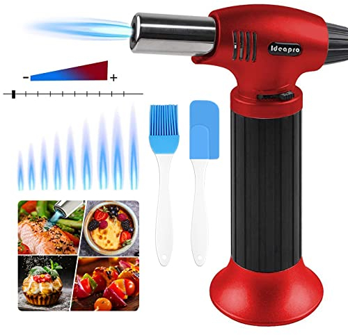 Kitchen Blow Torch Lighter,Mini Brulee Blow Torch Work with Butane Gas, Adjustable Flame & Safety Lock, Creme Brulee Torch for DIY, Pastries, Desserts (No Gas Included)