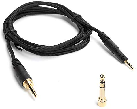 Ersatz Headset Verlängerungskabel, 3,5 MM Stereo mit 6,35 MM Adapter AUX Kabel, für ATH-M50X / M40X, Schwarz