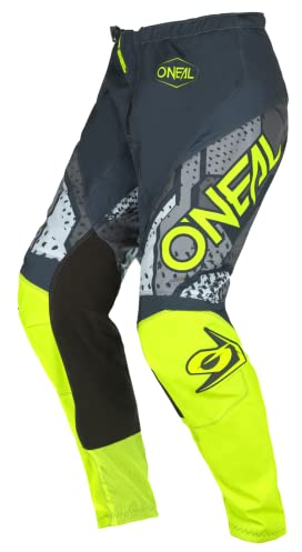 O'NEAL | Kinder | Motocross-Hose | Enduro MX | Maximale Bewegungsfreiheit, Leichtes, Atmungsaktives und langlebiges Design | Youth Pants Element Camo V.22 | Grau Neon-Gelb | Größe 18