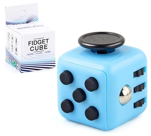 Yeefunjoy Cubo Antiestres Juguete Antiestrés Stress Cube Niños Adultos, Juguetes Antiestres con 6 Módulos Relajantes - Cube Toys Juguetes para Adultos Adolescentes y Niños - Azul