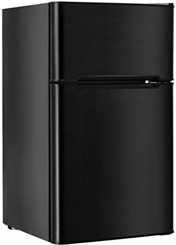 RELAX4LIFE Minikühlschrank 90L, Kühlschrank mit 27L Gefrierfach, Gefrierschrank mit Temperaturregelung, Kühl-Gefrier-Kombination mit Türablage & Höhenverstellbaren Füßen (Black)