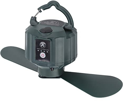 Fewb Camping Ceiling Fan, 10400mAh USB Rechargeable Portable Tent Ceiling Fan with Remote Control, 3 Speed Battery Operated Hanging Camping Fan with LED Lantern Timer for Camping Tent