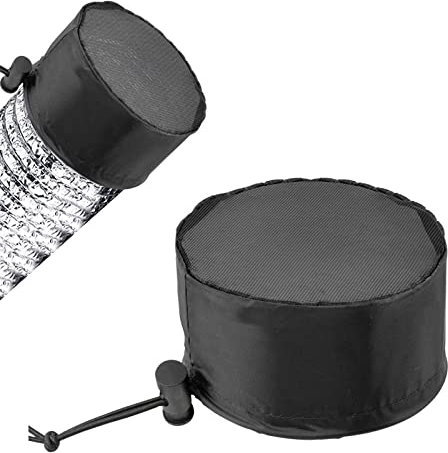 2Pcs 6 Inch Grow Tent Vent Cover Filter, Duct Filter Net with Elastic Band and Fixed Buckled, Black Mesh Screen Shield for Exhaust Fan, Plant Growth, Tent Ventilation