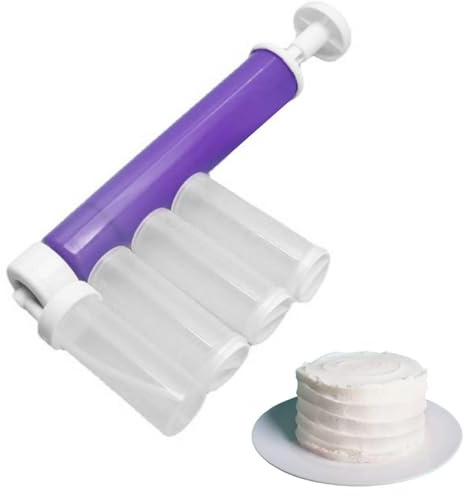 Manual Airbrush for Decorating Cakes, Cake Airbrush Pump Coloring Spray Tool with 4 Tubes, Cake Airbrush Duster Powder Sprayer Cake Decorating Kit for Cupcakes Cookies and Desserts(Purple)
