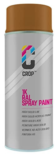 CROP Bombe de peinture RAL 8001 Brun terre de Sienne - Brilliant - 400ml - Bombe aérosol Brun - 100% inaltérable - Séchage rapide - Intérieur & Extérieur - RAL8001