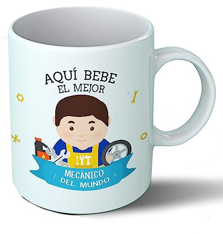 Planetacase - Taza mecánico - Regalo Original - Cerámica 330 mL - Taza Desayuno Apta para Microondas y Lavavajillas - mecánicos - Resistente a Lavados