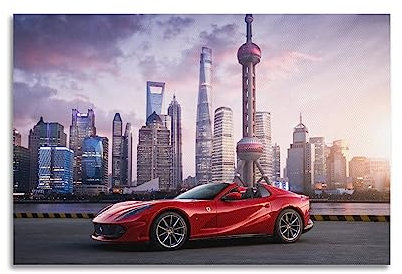 BITTU Supercar-Poster für Ferrari 812 Superfast at The Pearl of the Orient, dekoratives Gemälde, Leinwandbild, 40 x 60 cm