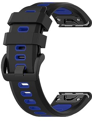 INF Armband für Garmin Fenix 5/Fenix 6 Estraz Uhrenarmband Schwarz mit blau Luftloch