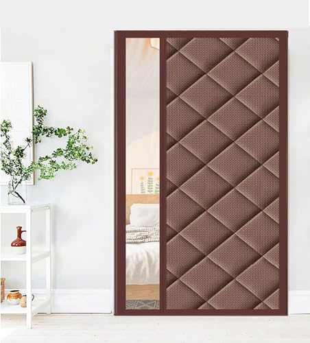 Cozomiz Wärmeschutzvorhang Magnet Thermo Türvorhang Thermovorhang Verdunklungsgardine Wasserdicht Winddicht Geräuschisolierung Isolier Schutz Panel-Isolierung 95x210cm Braun mit Fensterstil 1