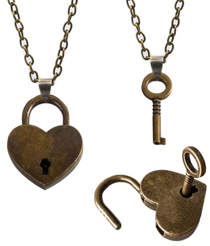 Tucireat Lot de 2 antivols antiques vintage avec clés Mini cadenas vintage avec clé en forme de cœur pour journal intime