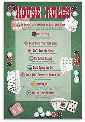 LIANGSHUANG House Rules Poker Leinwand Gemälde Poster Wandkunst Dekorative Bild Drucke Moderne Dekor 30 x 45 cm