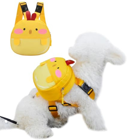 Ruiqas Hunderucksack mit Geschirr Niedlicher Cartoon Satteltasche Selbsttragerucksack für Welpen Kleine Hunde
