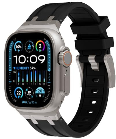 VeveXiao Bracelet robuste de luxe compatible avec Apple Watch Ultra/Ultra2 49 mm/45 mm/44 mm/42 mm, bracelet de rechange étanche en silicone pour iWatch Series 9 8 7 6 5 4 3 2 1 SE
