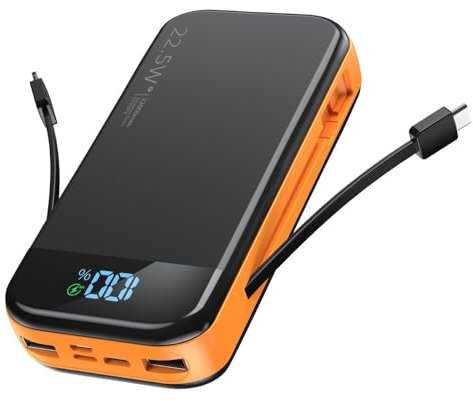 Power Bank/32000mAh/50000mAh-PD fast charging large capacity mobile power supply shared portable power bank with cable(50000Mah/orange color)