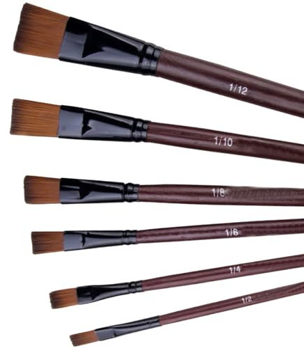 6 PCS Flat Paint Brush Set, Face Paint Brushes for Oil and Acrylic Painting - Variety of Sizes, Ideal for Artists, Beginners